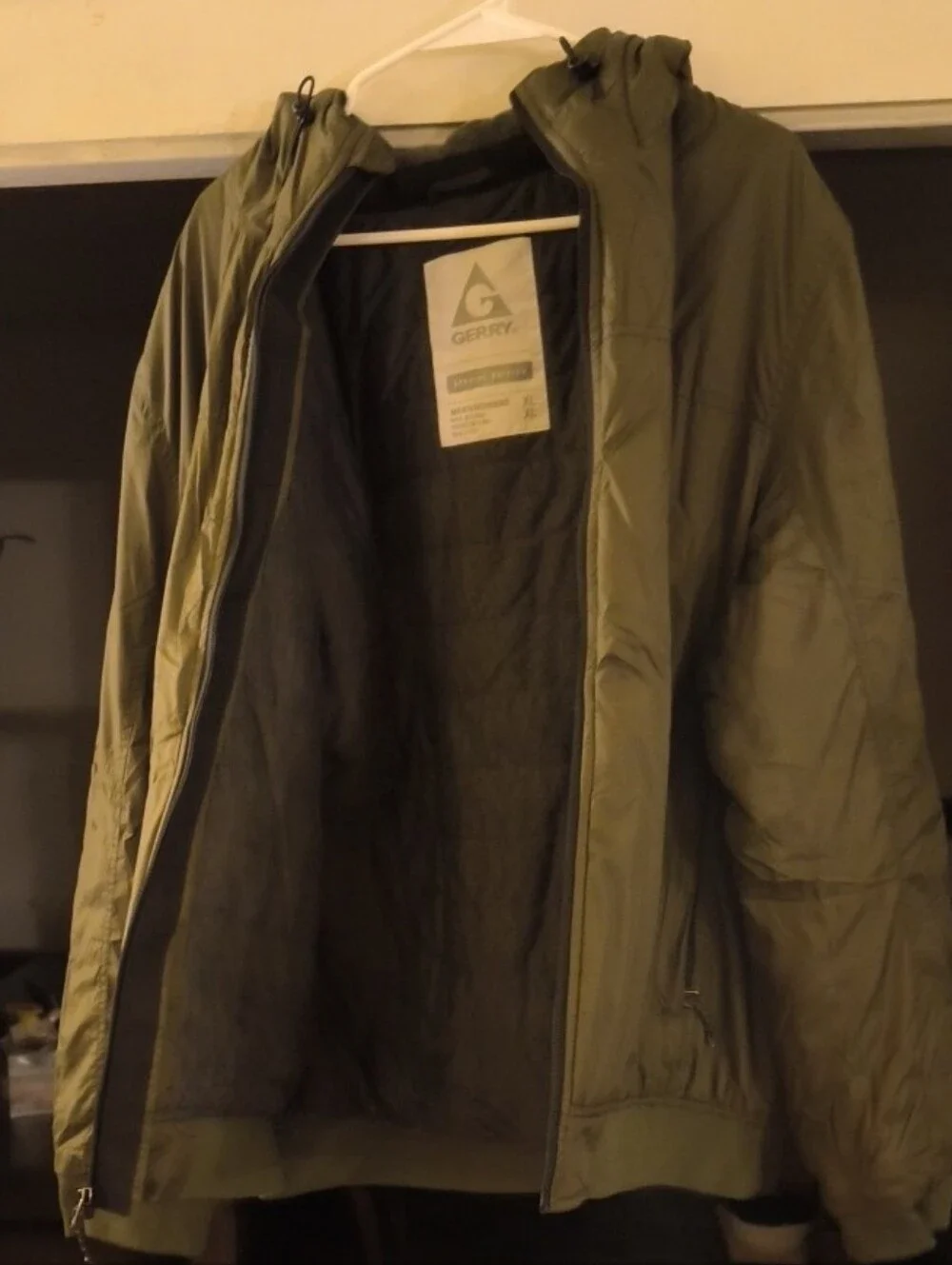 Gerry Weber Olive Green Hooded Quilted Jacket with Gray Lining